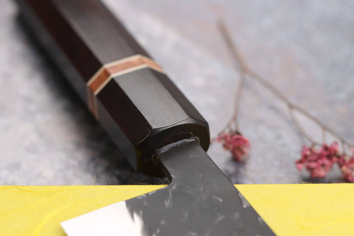 Couteau santoku 16,5cm japonais artisanal Yuzo Black SLD ébène et cognassier