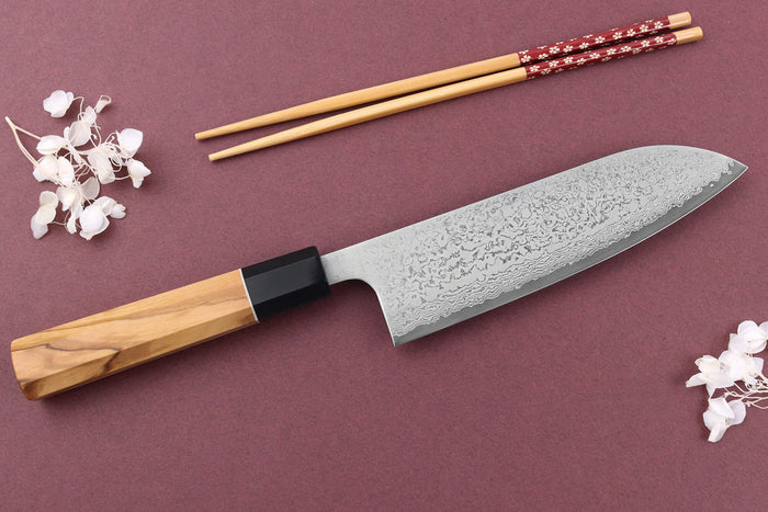 Couteau santoku 16,5cm japonais artisanal Yuzo Damas VG10
