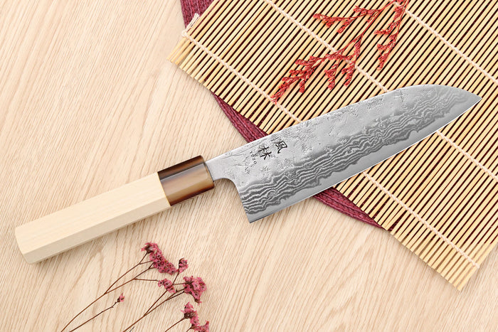 Couteau santoku 16,5cm japonais artisanal Yuzo Haruto Damas