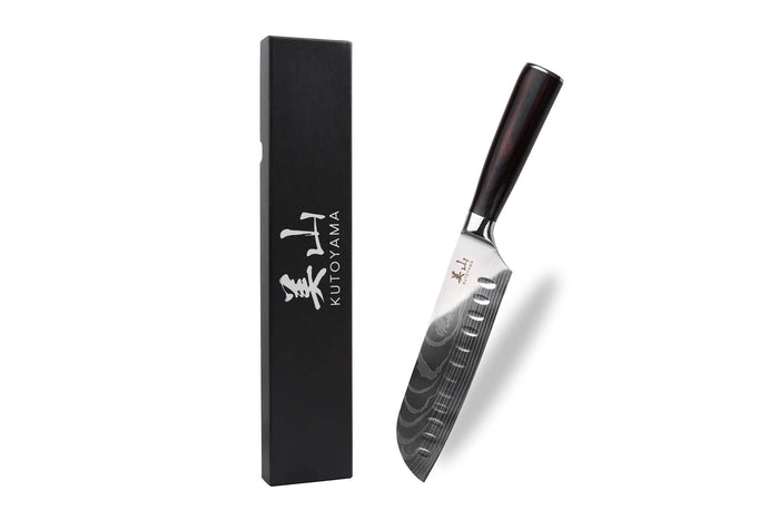 Couteau santoku 17cm alvéolé Kutoyama Black Pakka