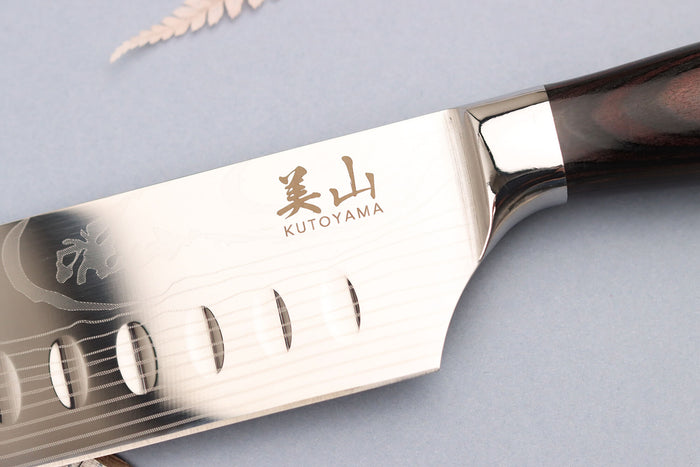 Couteau santoku 17cm alvéolé Kutoyama Black Pakka