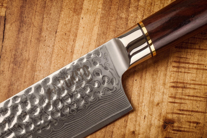 Couteau santoku 17cm Fukito Ébène Damas martelé