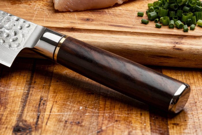 Couteau santoku 17cm Fukito Ébène Damas martelé