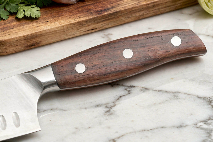 Couteau santoku 17cm Guillaume Leonard Cuistot en acier inoxydable et bois de santal rouge