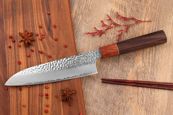 Couteau santoku 17cm japonais artisanal Yuzo Akira Tsuchime VG10