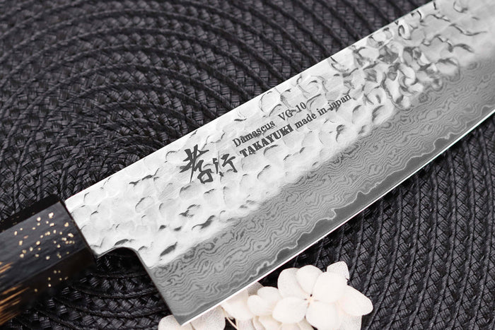 Couteau santoku 17cm japonais Sakai Takayuki Kashi Urushi VG10 damas