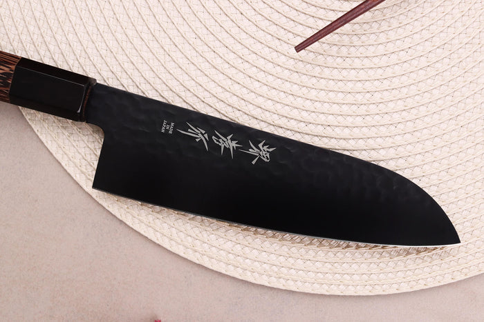 Couteau santoku 17cm japonais Sakai Takayuki Kurokage VG10 manche en wengé