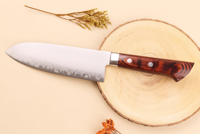 Couteau santoku 17cm japonais Satake Cutlery Brown Pakkawood VG10 San Maï
