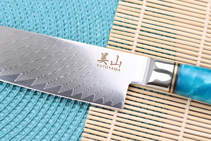 Couteau santoku 17cm Kutoyama damas Azur