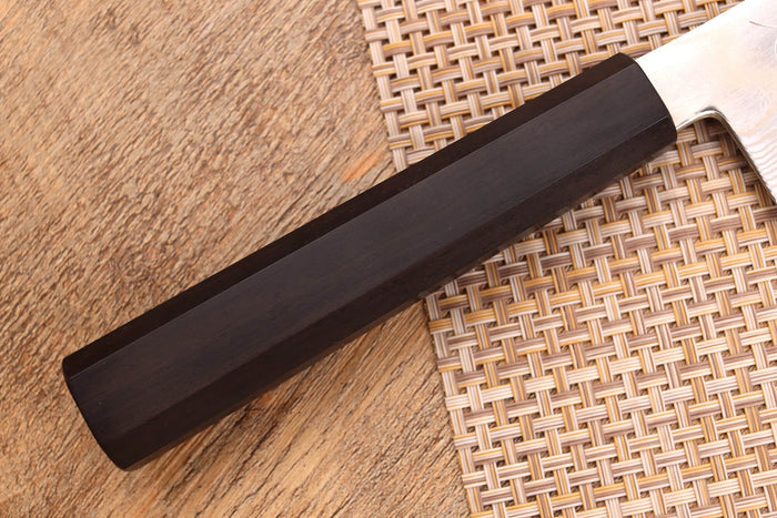 Couteau santoku 18cm japonais artisanal Hatsukokoro Ginsou Damas manche en ébène