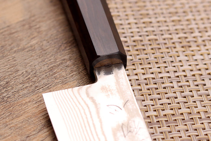 Couteau santoku 18cm japonais artisanal Hatsukokoro Ginsou Damas manche en ébène