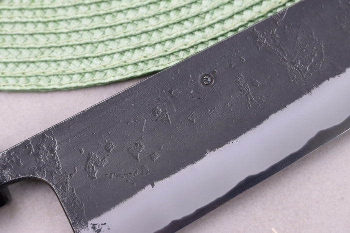 Couteau santoku 18cm japonais artisanal Masashi Yamamoto BS1 Black Nashiji