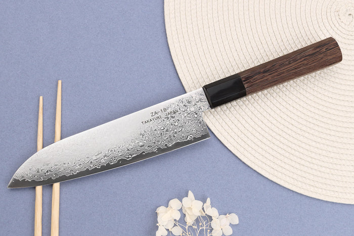 Couteau santoku 18cm japonais Sakai Takayuki Ginga damas