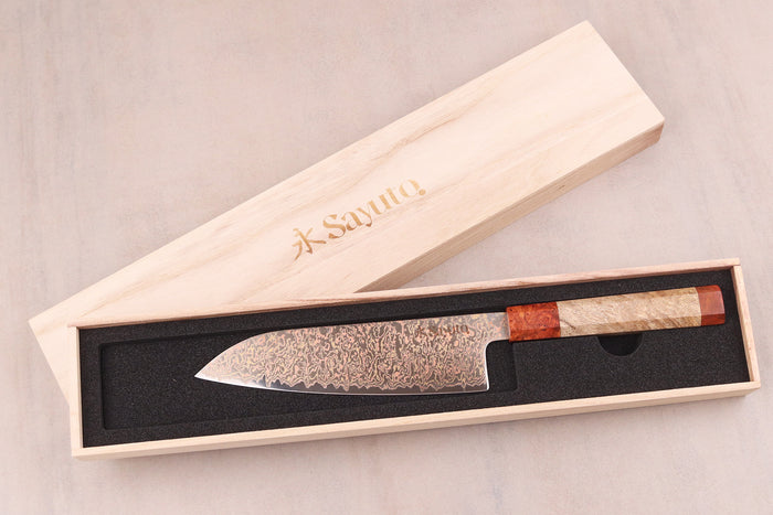 Couteau santoku 18cm Sayuto Érable Damas 12Cr