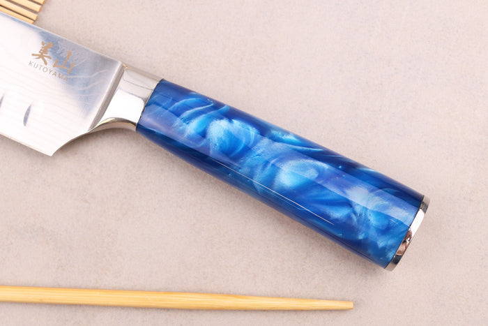 Couteau santoku alvéolé 17cm Kutoyama Blue Wave