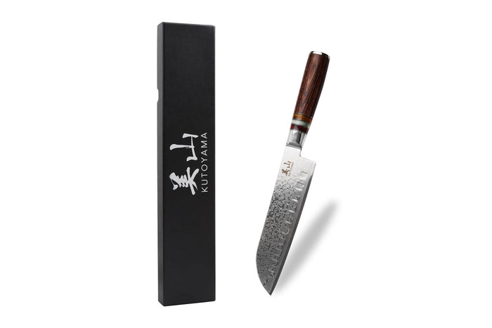 Couteau santoku alvéolé 17cm Kutoyama damas pakka rainbow