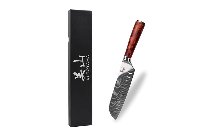 Couteau santoku alvéolé 17cm Kutoyama Red Flame