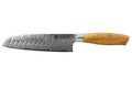 Couteau santoku alvéolé 18cm Hakami Tsubaki lame damas manche en olivier