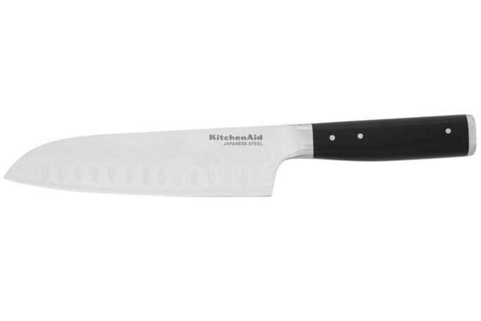 Couteau santoku alvéolé Kitchen Aid Gourmet lame en acier japonais 18cm + étui