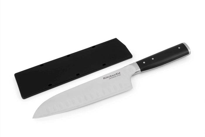 Couteau santoku alvéolé Kitchen Aid Gourmet lame en acier japonais 18cm + étui