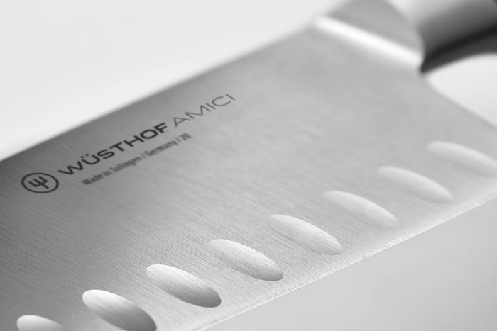 Couteau Santoku alvéolé Wüsthof Amici forgé 17cm en bois d'olivier