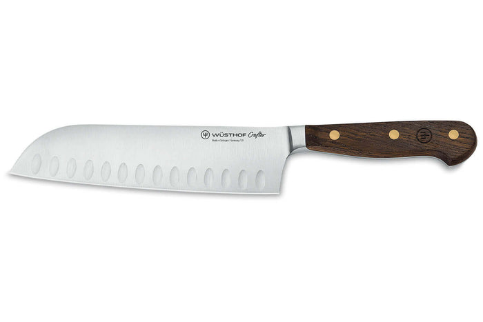 Couteau santoku alvéolé Wüsthof Crafter forgé 17cm en chêne fumé