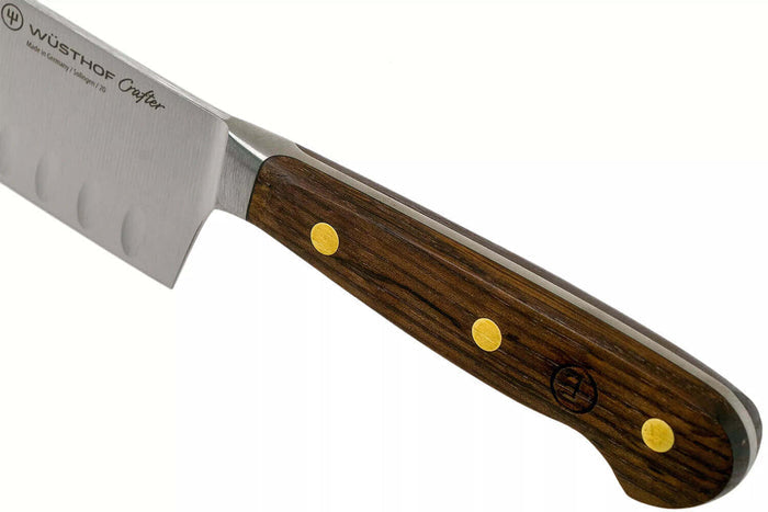 Couteau santoku alvéolé Wüsthof Crafter forgé 17cm en chêne fumé