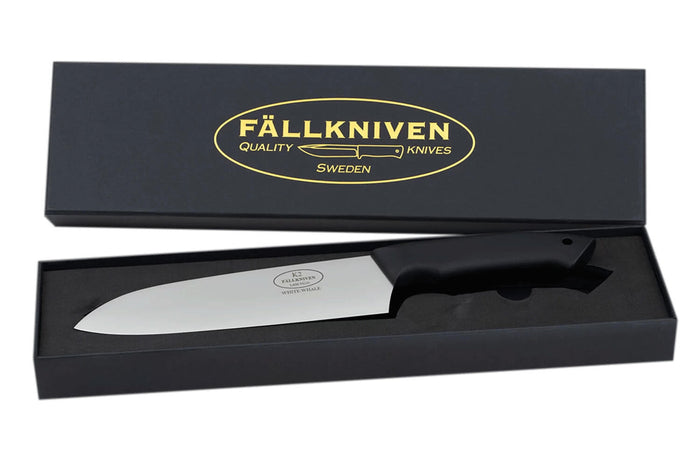 Couteau santoku Fallkniven Chef's Knife K2 lame 17,5cm manche thermorun noir