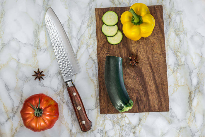 Couteau santoku Fukito Rosewood Damas 67 couches 18cm