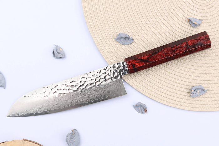 Couteau santoku japonais 17cm Sakai Takayuki Nanairo Wine Damas VG10