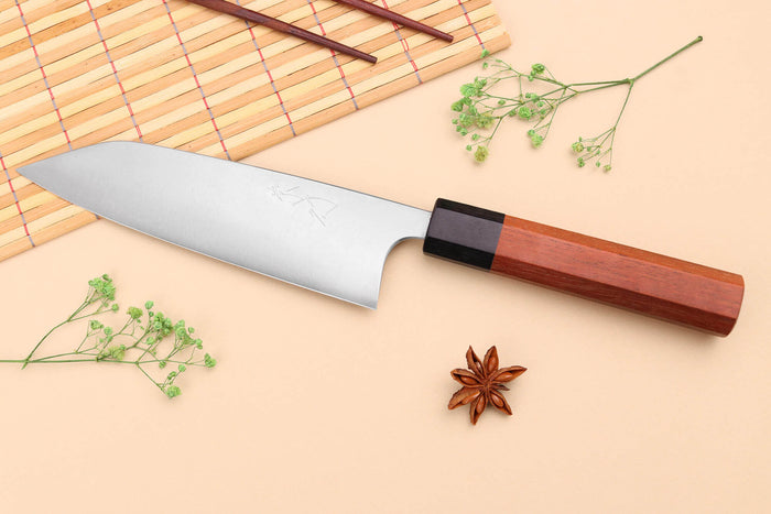 Couteau santoku japonais artisanal Shibata Koutetsu AS 16,5cm