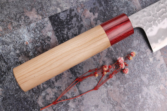 Couteau santoku japonais artisanal Tsunehisa Aogami Super martelé 16,5cm