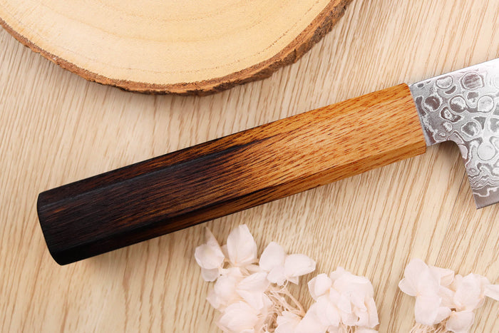 Couteau santoku japonais artisanal Yoshihiro ZAD lame damassée 18cm