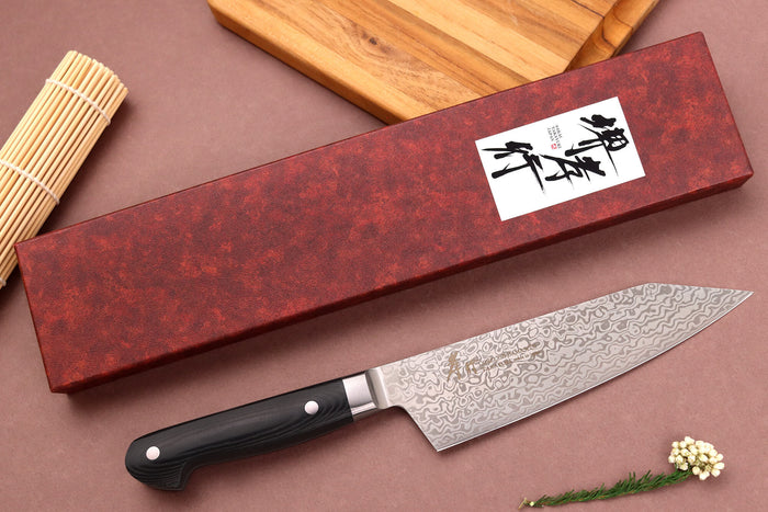 Couteau santoku kiritsuke 16cm japonais Sakai Takayuki Coreless Damascus