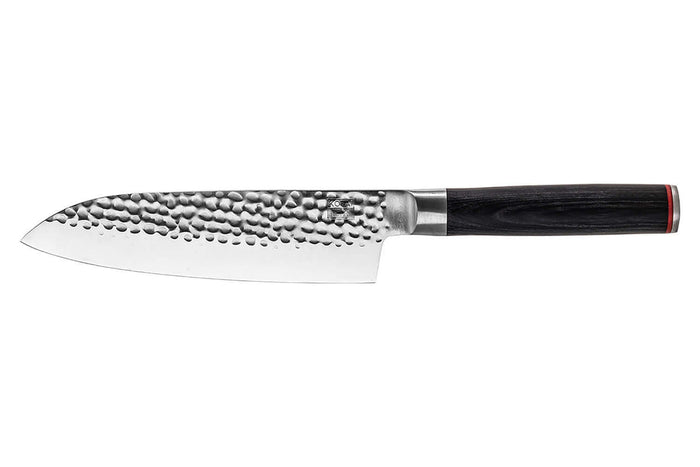 Couteau santoku Kotai lame martelée 18cm manche pakkawood avec fourreau