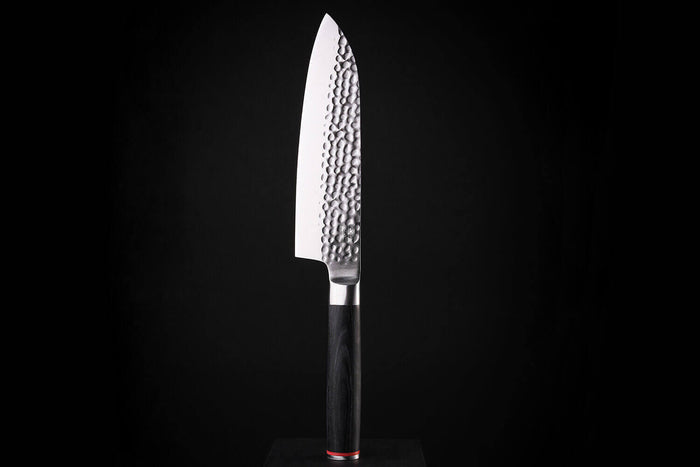 Couteau santoku Kotai lame martelée 18cm manche pakkawood avec fourreau
