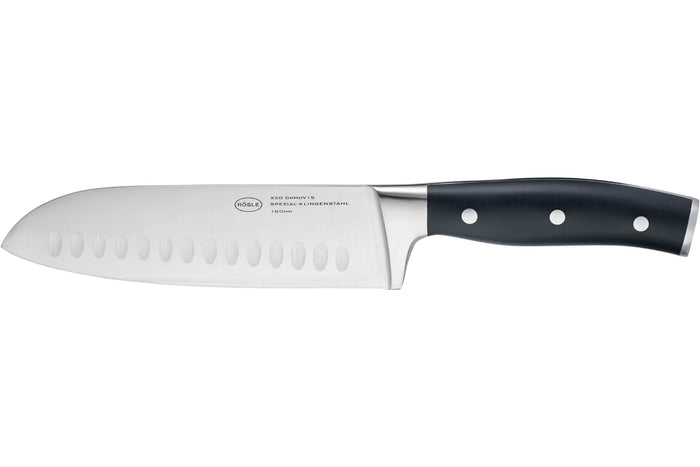 Couteau santoku Rösle Tradition lame alvéolée 17,5cm