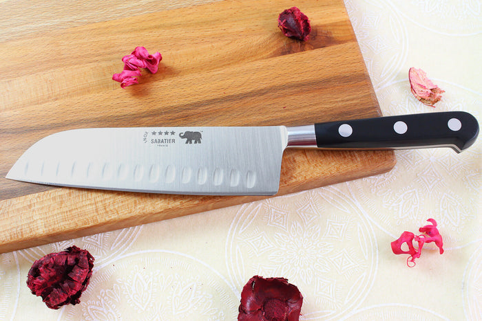 Couteau santoku Sabatier Éléphant Idéal Forgé 17cm manche nylon noir