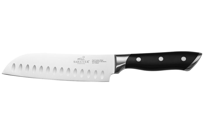Couteau santoku Sabatier International Hercules lame alvéolée 18cm manche ABS 3 rivets