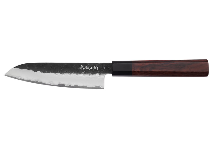 Couteau santoku Sayuto Séquoia San Mai martelé 13,5cm