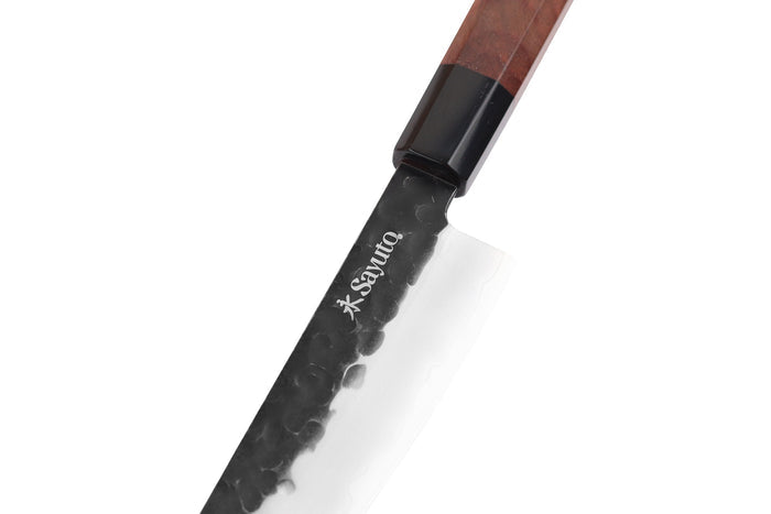 Couteau santoku Sayuto Séquoia San Mai martelé 13,5cm