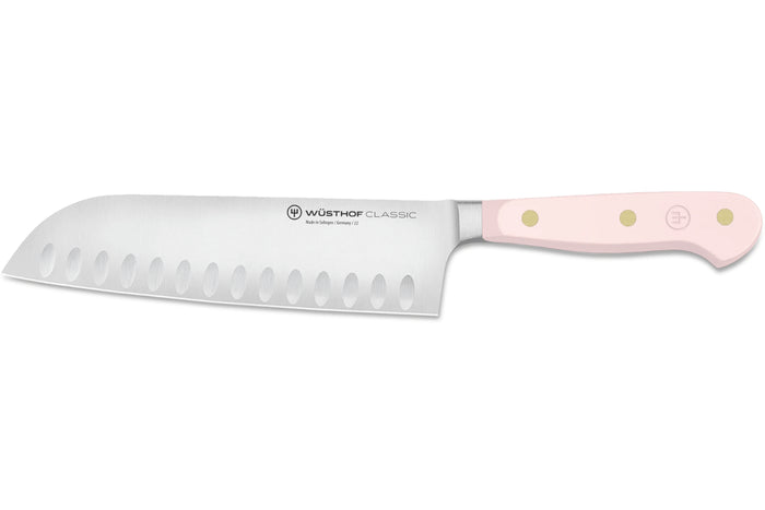 Couteau santoku Wusthof Classic Colour Pink Himalayan Salt forgé lame alvéolée 17cm