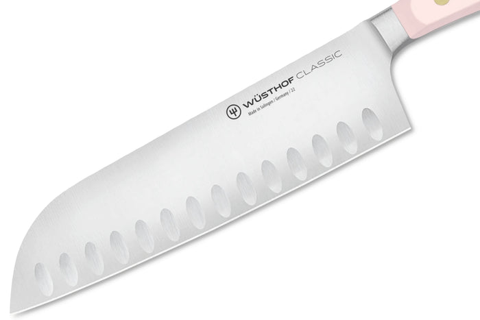 Couteau santoku Wusthof Classic Colour Pink Himalayan Salt forgé lame alvéolée 17cm