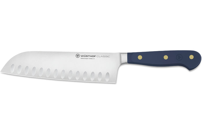 Couteau santoku Wüsthof Classic Colour Wild Blueberry forgé lame alvéolée 17cm