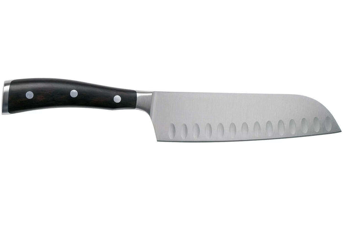 Couteau santoku Wüsthof Ikon forgé 17cm alvéolé en bois de grenadille