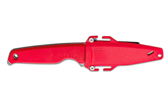 Couteau SOG Altair FX SGALTAIRFXR lame 8,6cm manche en nylon/fibres de verre rouge + étui