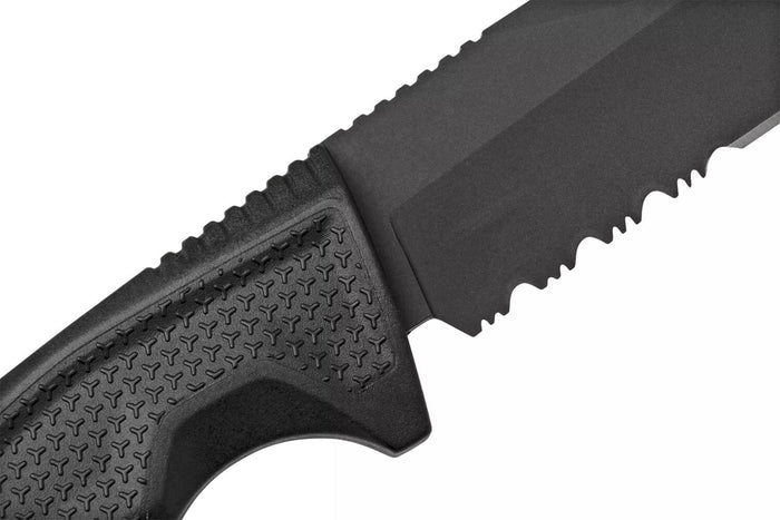 Couteau SOG Recondo FX SGRECONDOFXSBK lame dentée 11,7cm manche en caoutchouc noir + étui