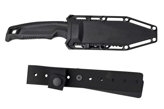 Couteau SOG Recondo FX SGRECONDOFXSBK lame dentée 11,7cm manche en caoutchouc noir + étui