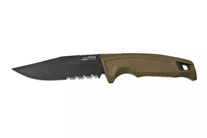 Couteau SOG Recondo FX SGRECONDOFXSFDE lame semi-dentée 11,7cm manche en caoutchouc désert + étui