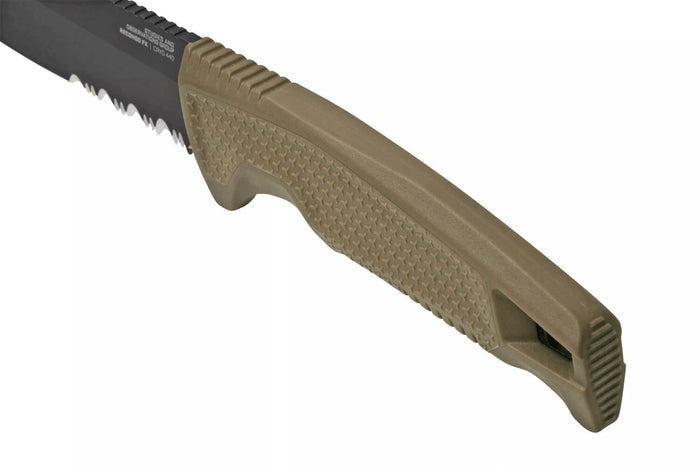 Couteau SOG Recondo FX SGRECONDOFXSFDE lame semi-dentée 11,7cm manche en caoutchouc désert + étui